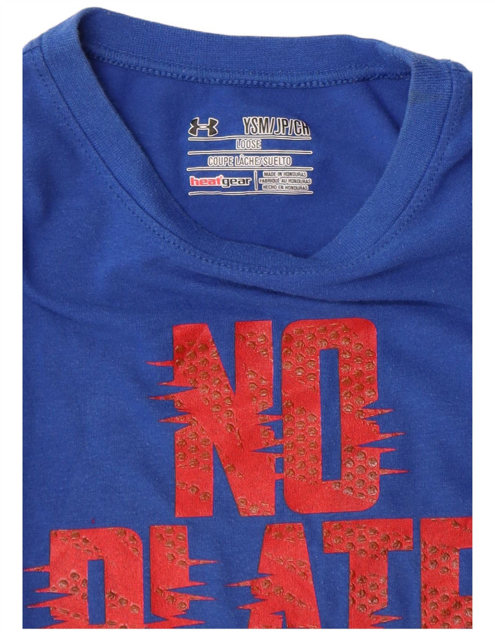 UNDER ARMOUR Boys Heat Gear Grafisk T-Shirt Top 7-8 år Lille Blå