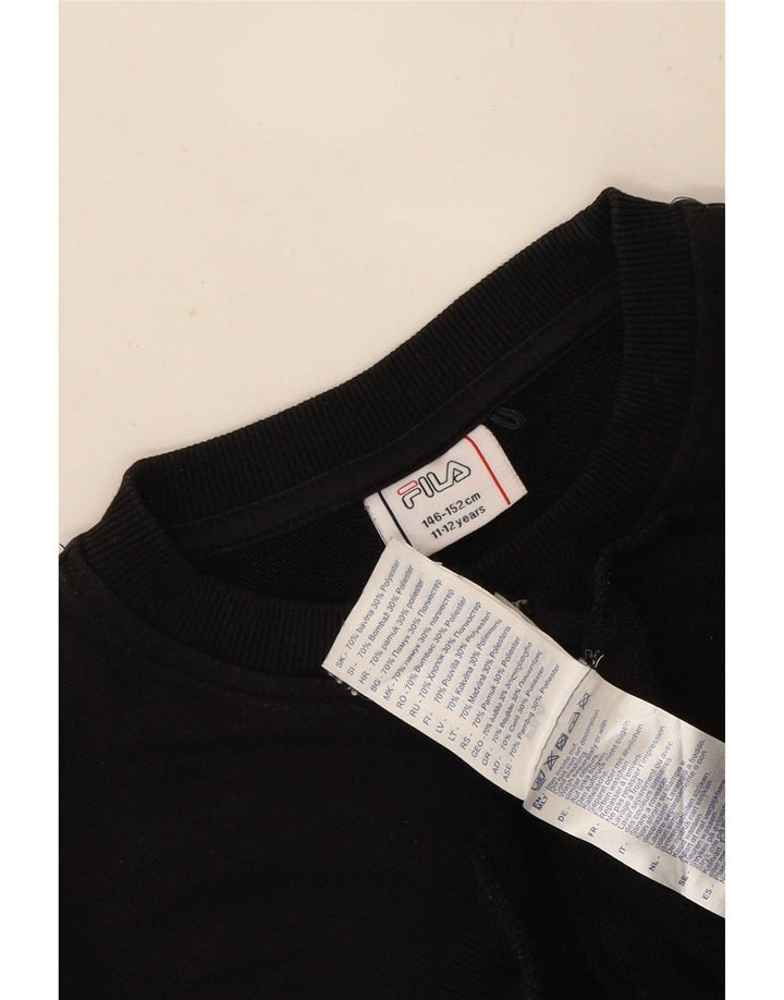 Fila Boys Sweatshirt Jumper 11-12 år Sort Bomuld