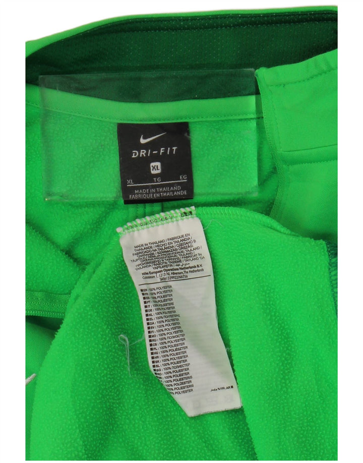 NIKE Herre Dri Fit Pullover med lynlås-hals Træningsdragt Top XL Grøn Colourblock