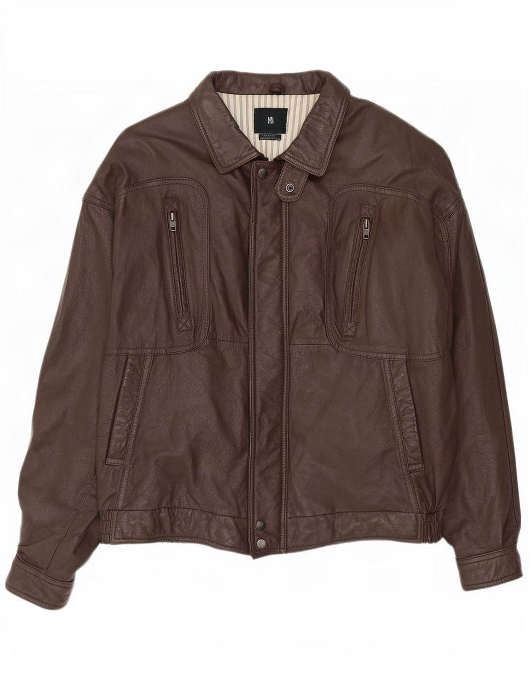 Vintage Herre Bomber Læderjakke IT 58 4XL Brun