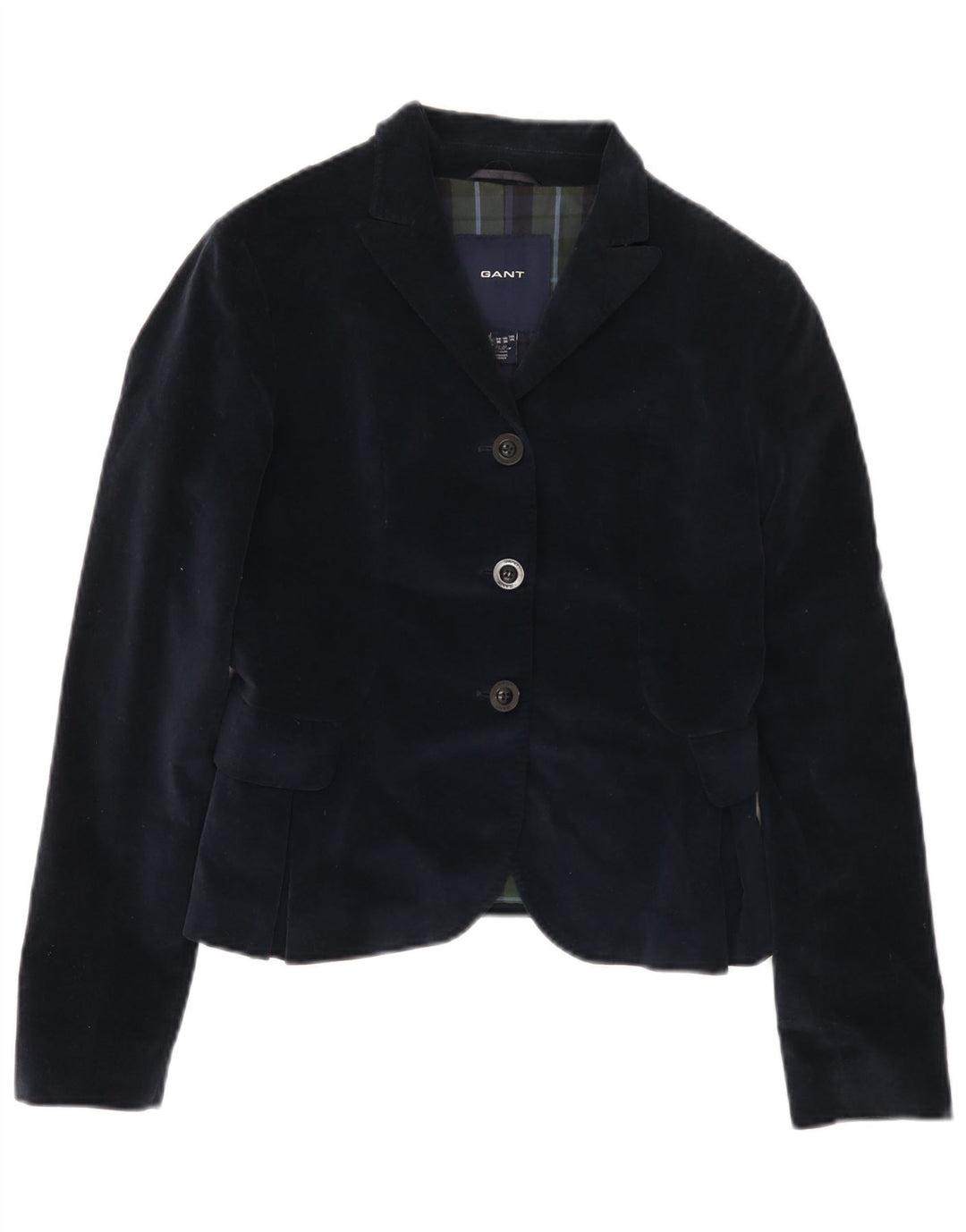 Gant Dame 3 Button Velvet Blazer Jacket UK 10 Small Navy Blue Bomuld
