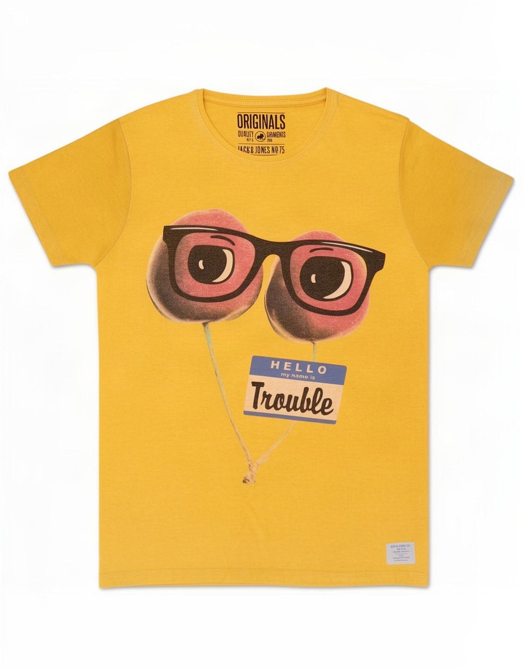Jack & Jones Herre grafisk T-shirt Top Medium Gul Polyester