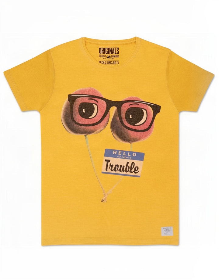 Jack & Jones Herre grafisk T-shirt Top Medium Gul Polyester
