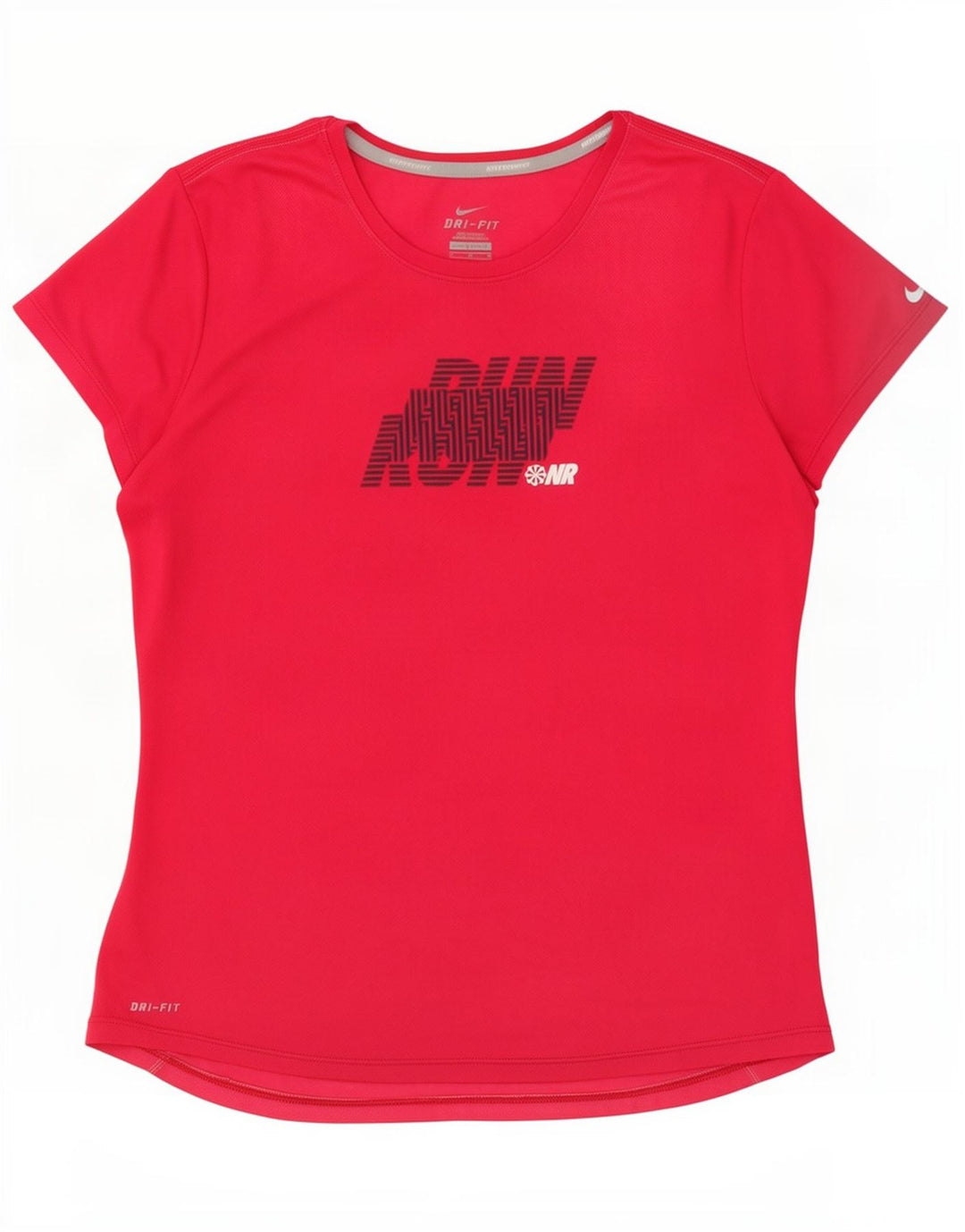 Nike Dame Dri Fit Grafisk T-Shirt Top UK 12 Medium Pink Polyester