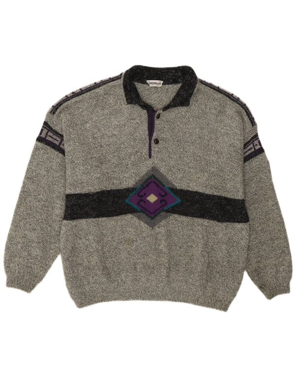 Portobello's Polo-halstrøje til mænd XL Grå Geometrisk Akryl Retro