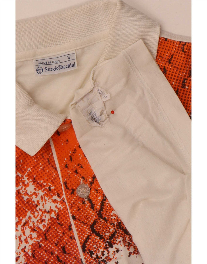 Sergio Tacchini Herre abstrakt mønster poloshirt Medium hvid bomuld