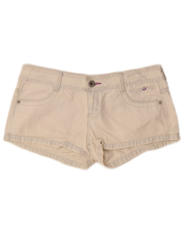 Billabong Girls Low Waist Denim Shorts 11-12 Years W30 Off White Cotton