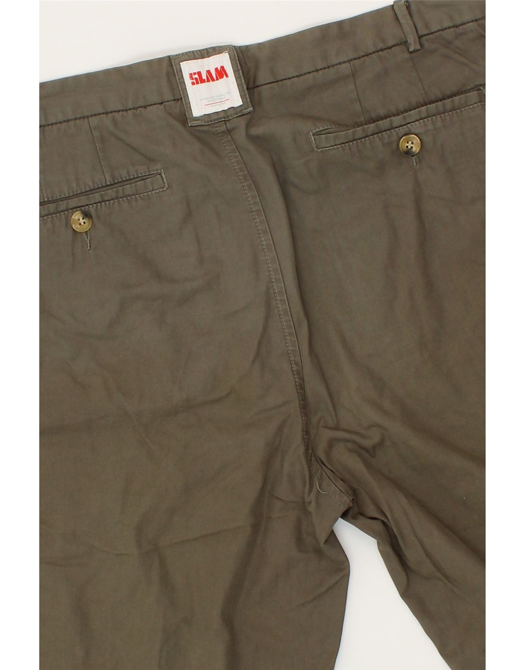 SLAM Mens Chino Shorts IT 52 XL W38  Khaki Cotton Vintage Slam and Second-Hand Slam from Messina Hembry 