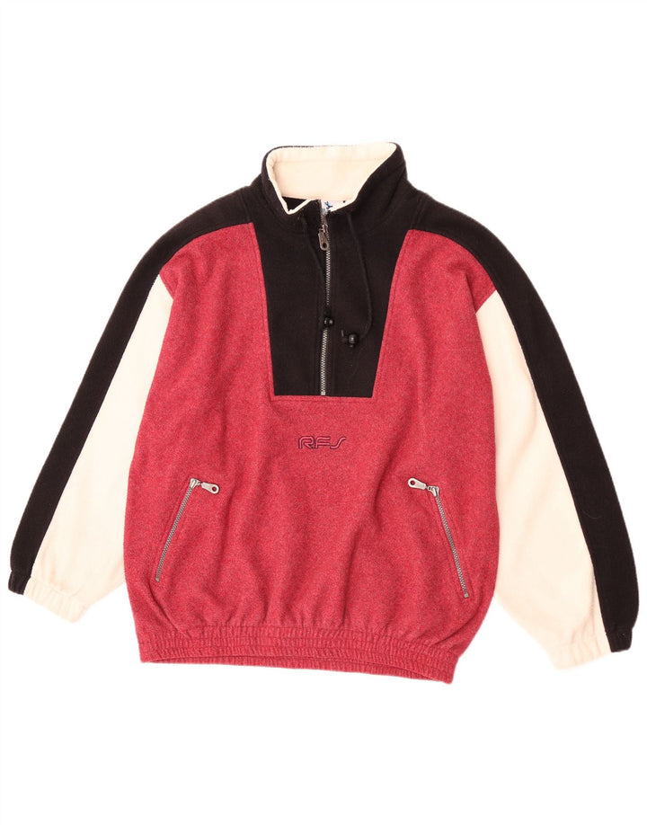Rodeo kvinders overdimensionerede fleecetrøje med lynlåshals UK 12 Medium Pink Colourblock