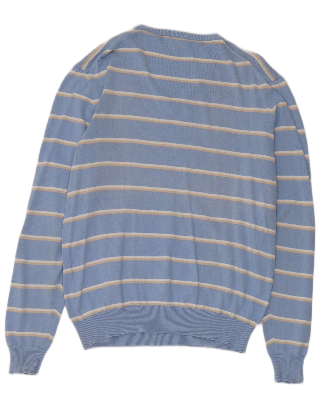 Kappa Herre V-hals sweater mellemblå stribet bomuld