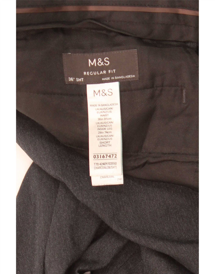 Marks & Spencer Straight Chino Bukser til mænd W36 L29 Grå Flecked