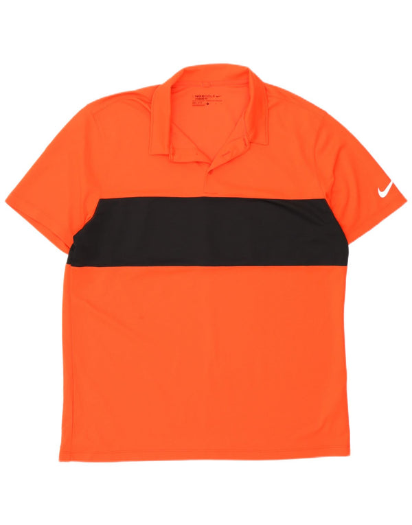 Nike Poloskjorte til mænd Large Orange Colourblock Polyester Sports
