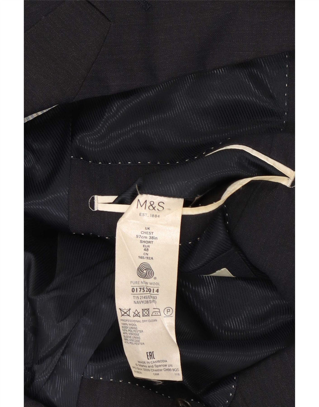 Marks & Spencer Herre 2-knaps blazerjakke UK 38 Mellem marineblå uld
