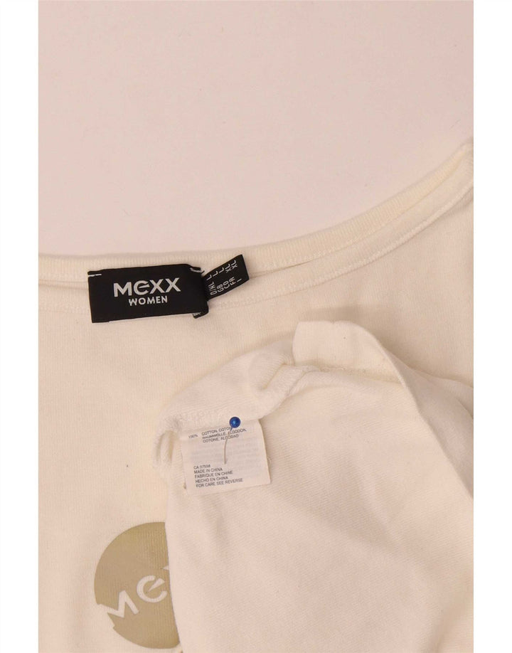 Mexx Womens Grafisk Top 3/4 ærmer UK 16 Stor hvid bomuld