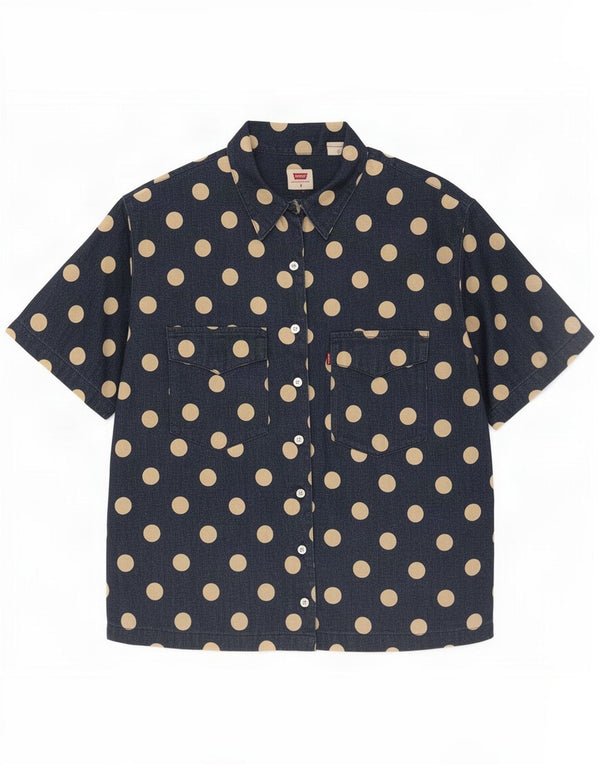 Levi's Womens Short Sleeve Oversized Shirt UK 10 Small Grey Polka Dot