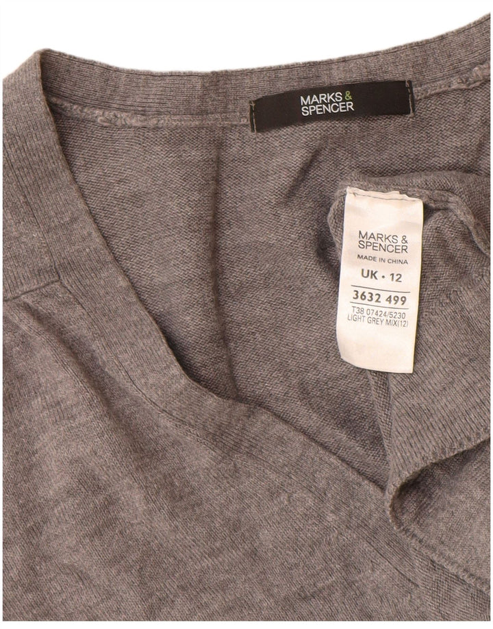 Marks & Spencer Dame Cardigan Sweater UK 12 Medium Grå Akryl