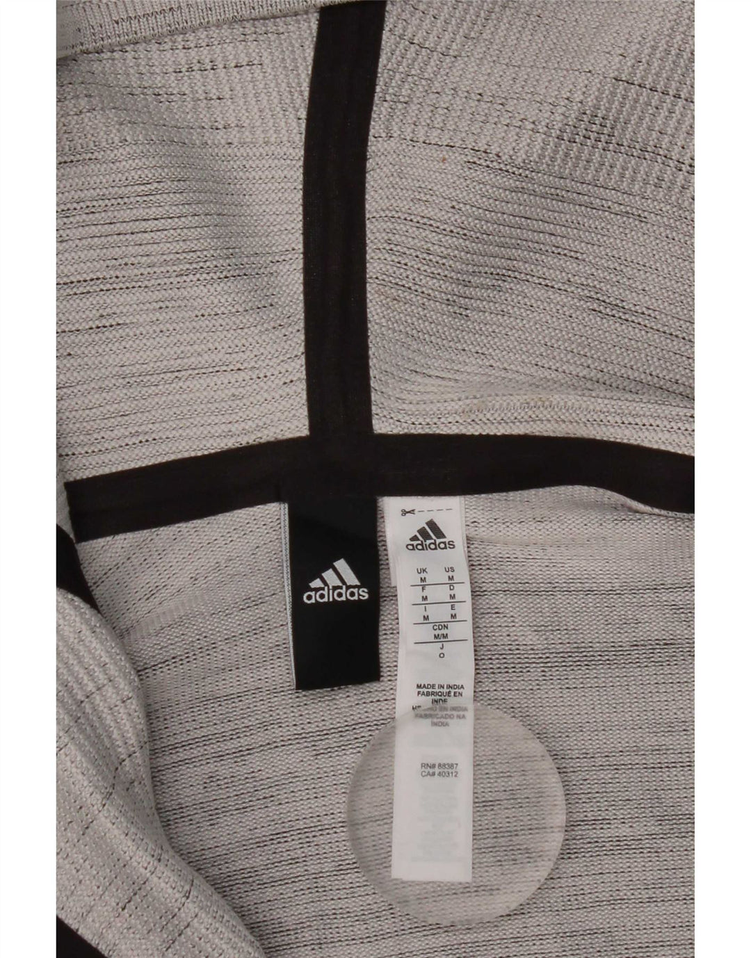 Adidas Hættetrøje med lynlås til mænd mellemgrå stribet polyester