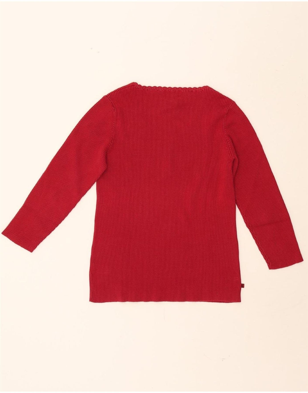 RALPH LAUREN Womens Top 3/4 Sleeve UK 14 Medium Red Cotton Vintage Ralph Lauren and Second-Hand Ralph Lauren from Messina Hembry 