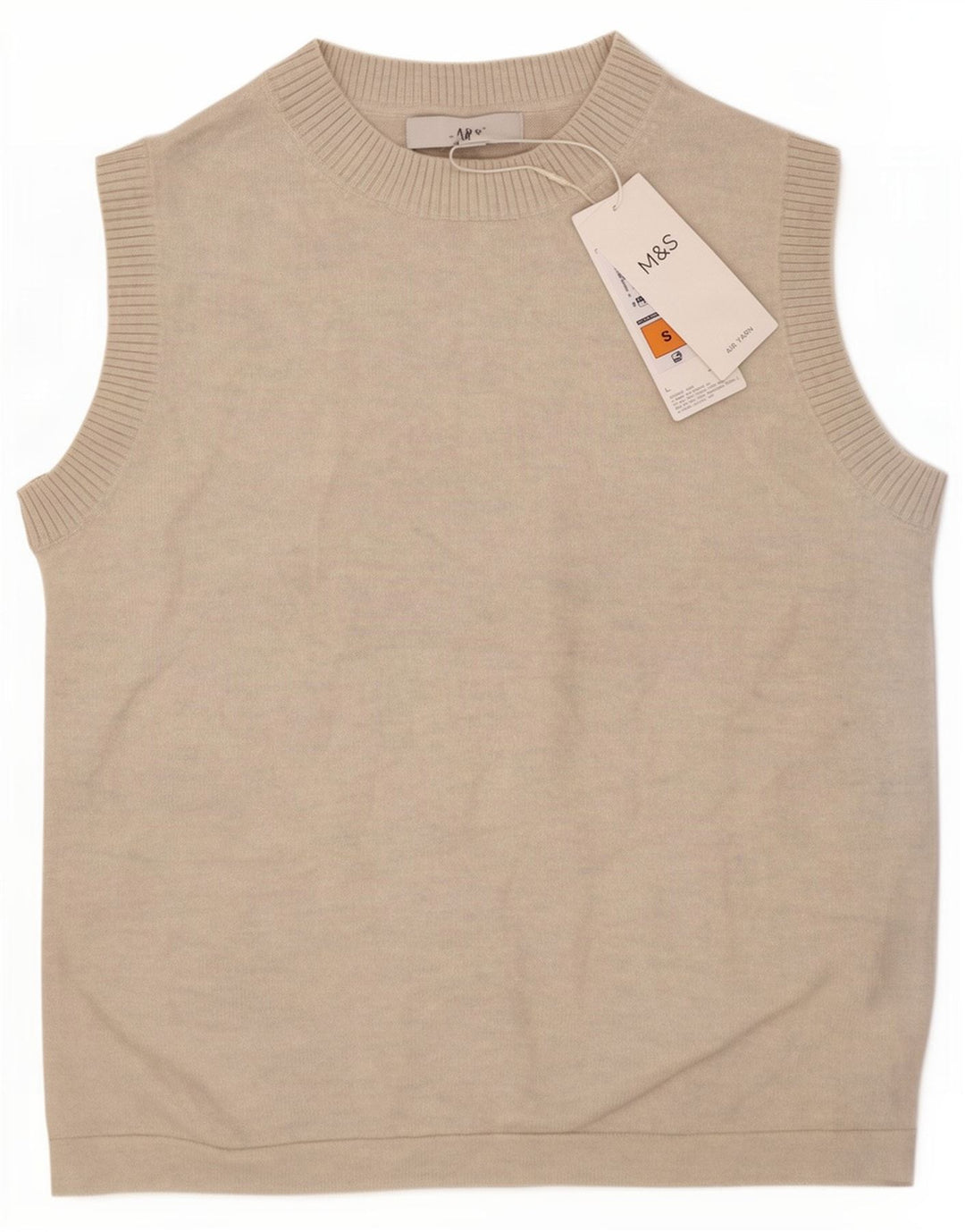 Marks & Spencer Dame Crop Vest Tank Top UK 8 Small Beige Polyester