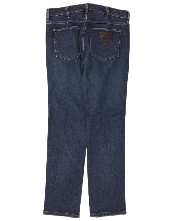 Wrangler Herre Greensboro Straight Jeans W32 L32 Marineblå Bomuld