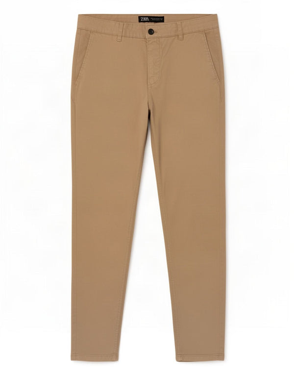 Zara Herre Skinny Chino Bukser EU 42 Large W32 L29 Beige Bomuld