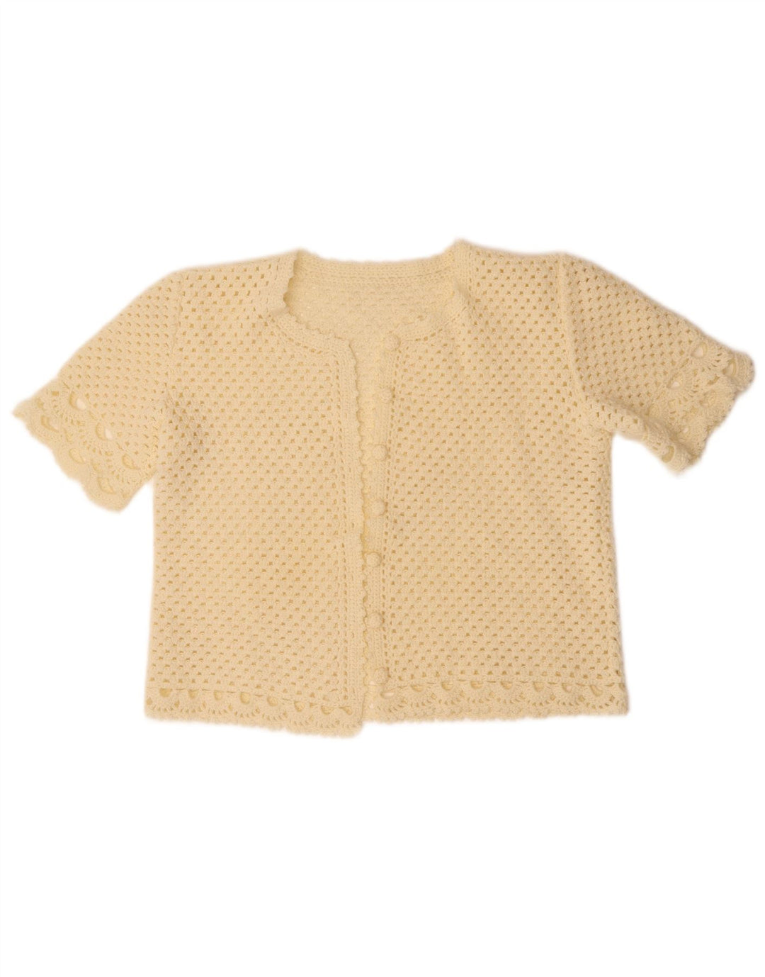 VINTAGE Womens Crop Kortærmet Cardigan Sweater UK 14 Medium Off White