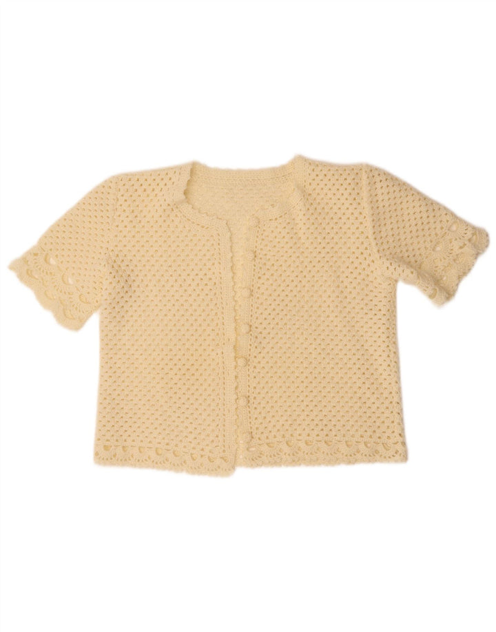 VINTAGE Womens Crop Kortærmet Cardigan Sweater UK 14 Medium Off White
