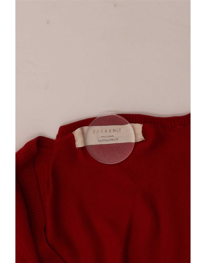 Zara Dame Cardigan Sweater UK 10 Lille Rød