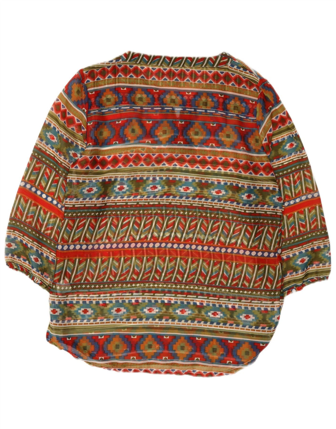Vintage Dame bluse Top EU 38/40 Medium Flerfarvet Geometrisk