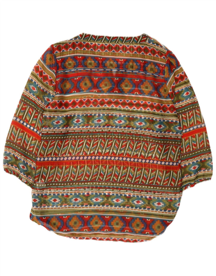 Vintage Dame bluse Top EU 38/40 Medium Flerfarvet Geometrisk