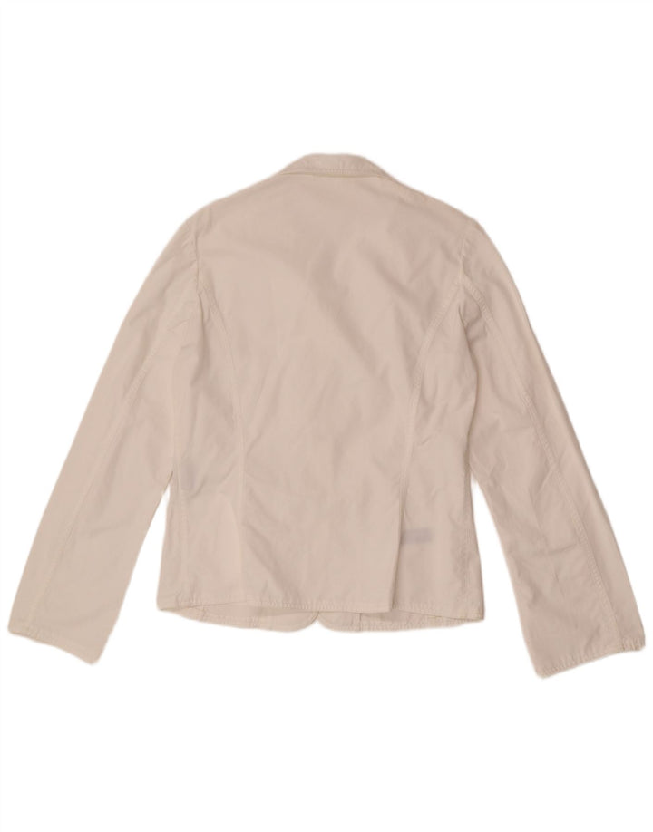 Belfe Dame 3 Button Blazer Jacket UK 10 Small White Bomuld