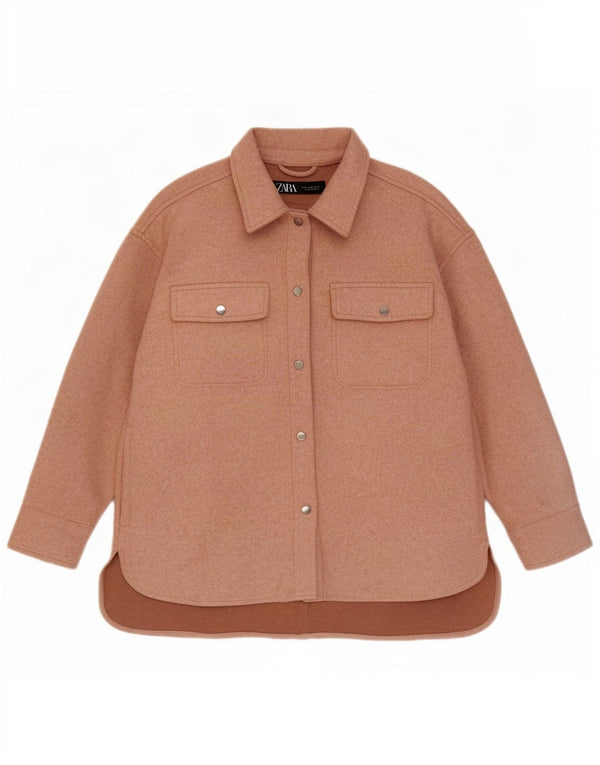 Zara Dame Shacket Oversized Jacket UK 14 Medium Pink Polyester