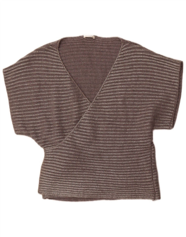 Massimo Dutti Dame Kortærmet Cardigan Sweater UK 12 Medium Grey