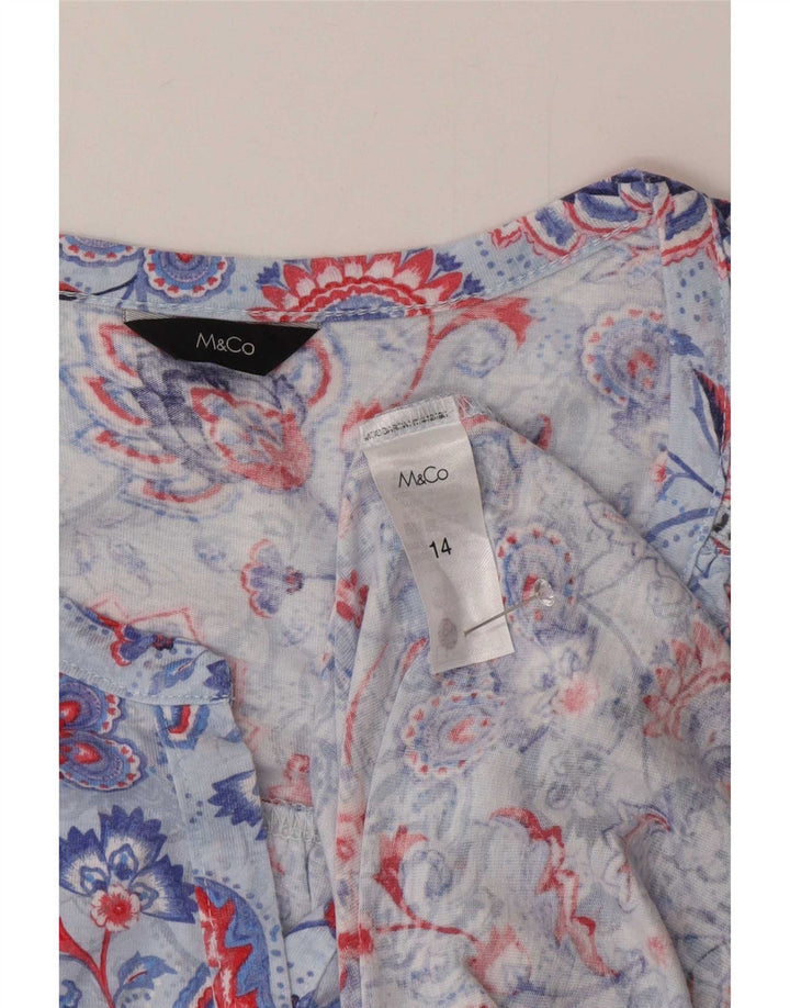 M&Co ærmeløs skjortebluse til kvinder UK 14 Stor blå blomstret polyester