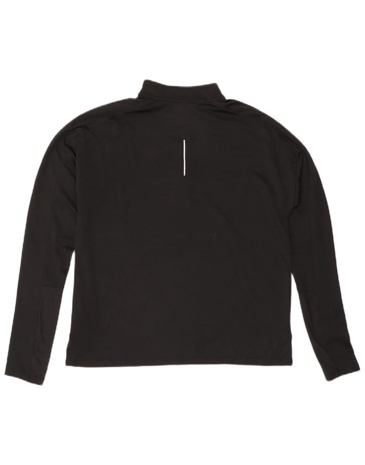 NIKE Dame Dri Fit Pullover med lynlås-hals Træningsdragt Top UK 14 Medium Sort