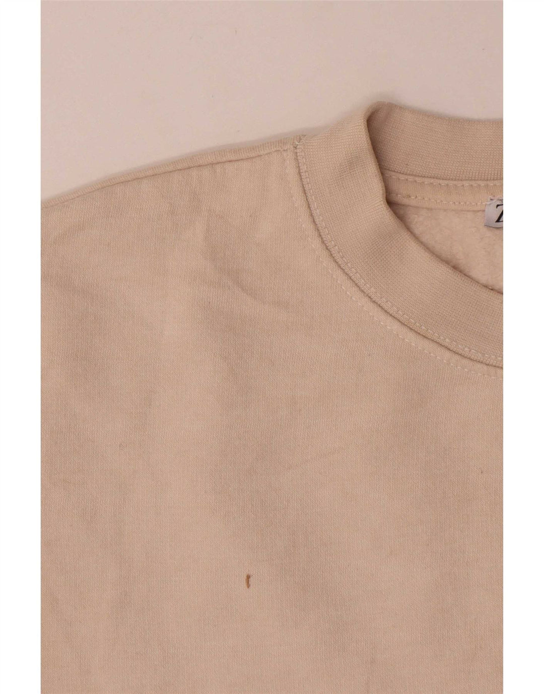 Zara Womens Crop Sweatshirt Jumper UK 14 Medium Off White Bomuld