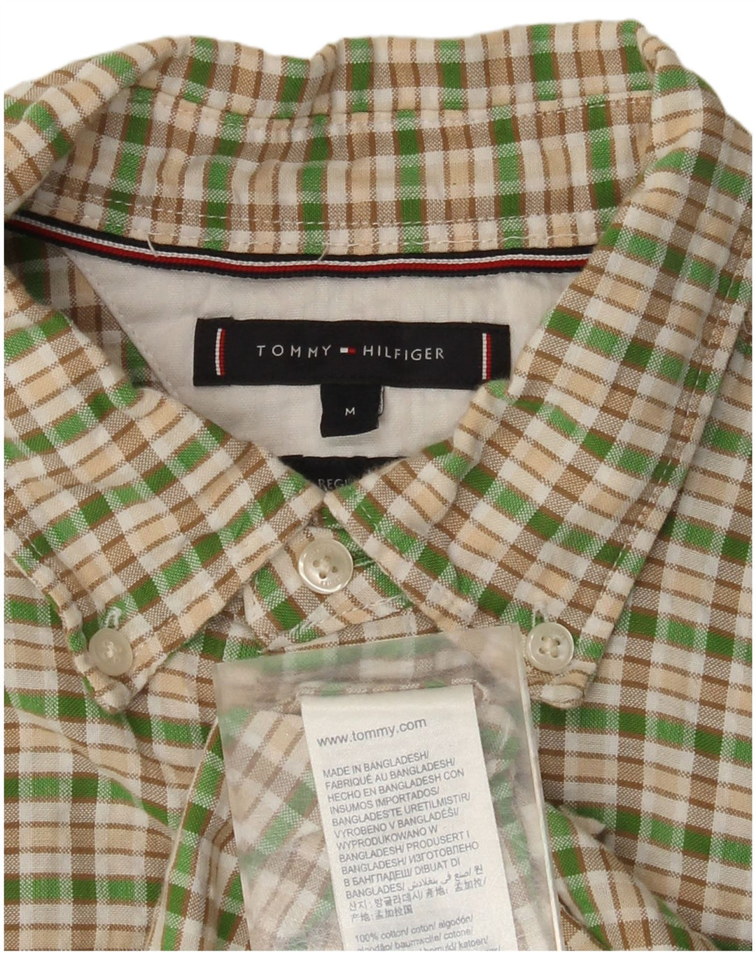 Tommy Hilfiger Herre Flanellskjorte Medium Grøn Ternet Bomuld