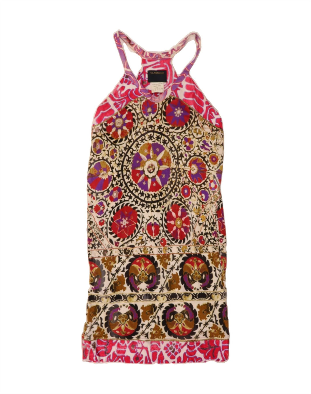 ROBERTO CAVALLI Womens Halter Dress US 8 Medium Multicoloured Floral Vintage Roberto Cavalli and Second-Hand Roberto Cavalli from Messina Hembry 