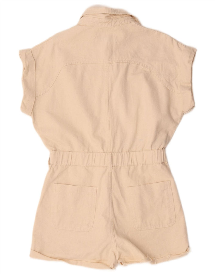 Zara Dame Denim Playsuit UK 14 Medium Beige Bomuld