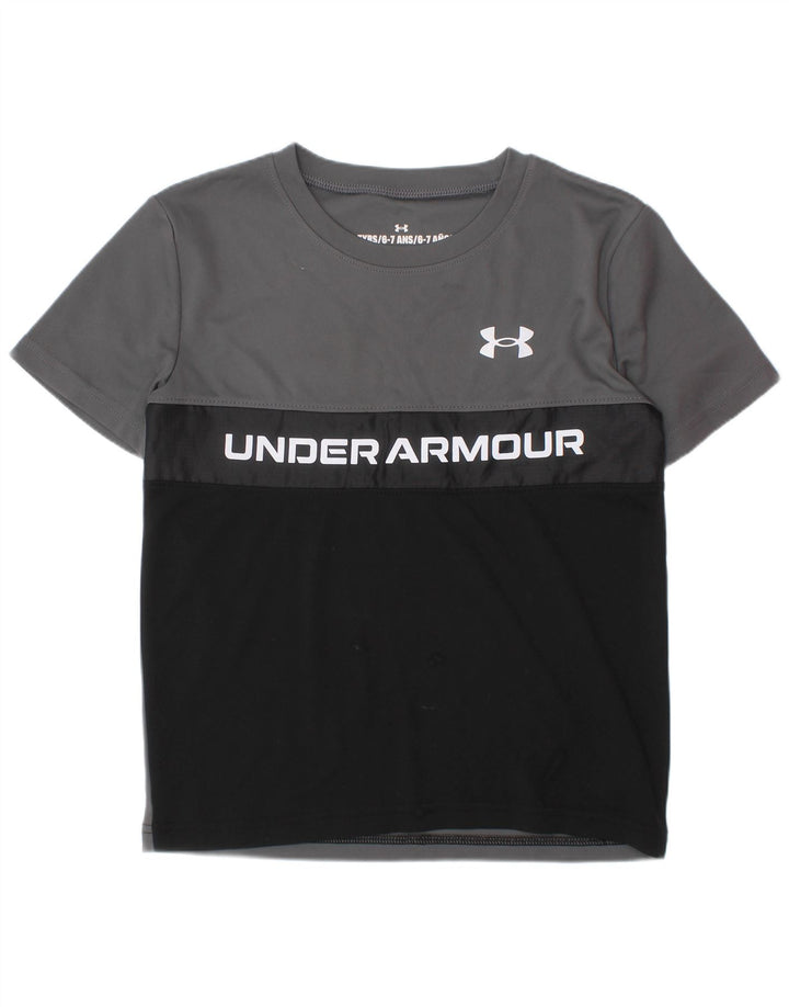 UNDER ARMOUR Drenge grafisk T-shirt top 6-7 år Grå Colourblock Polyester