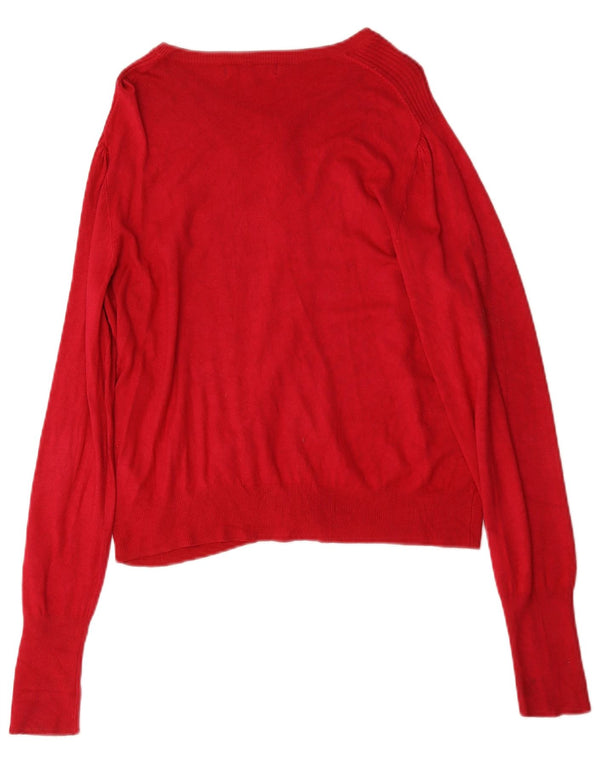 Marks & Spencer Dame Cardigan Sweater UK 14 Large Red Viscose