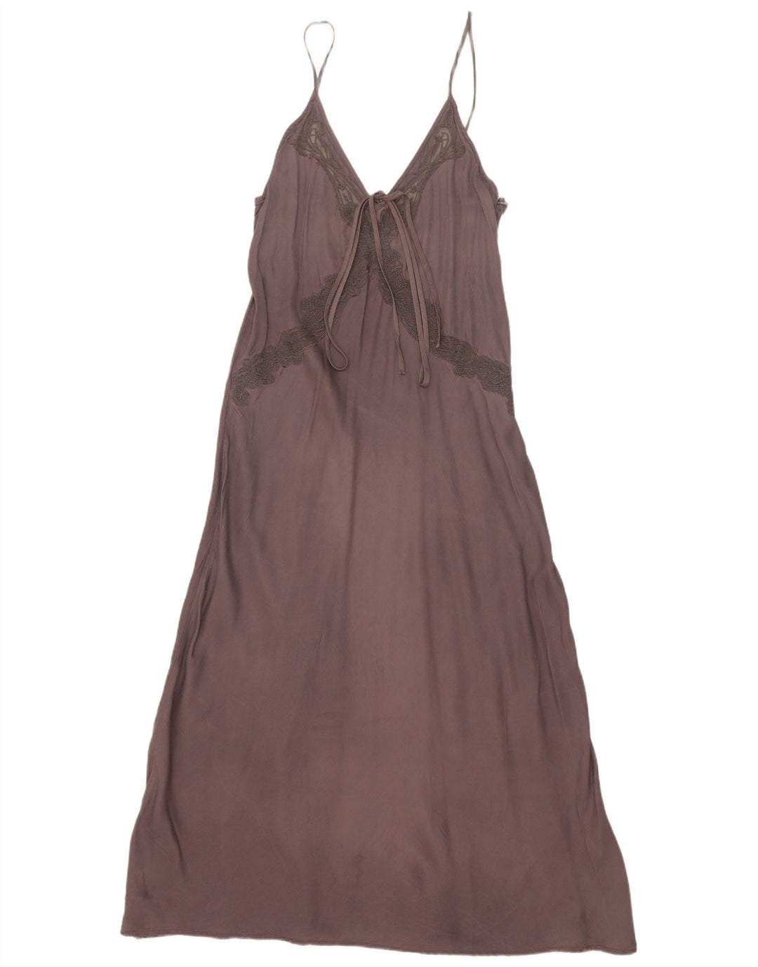 Zara Dame Maxi Slip Dress UK 12 Medium Grey Viscose