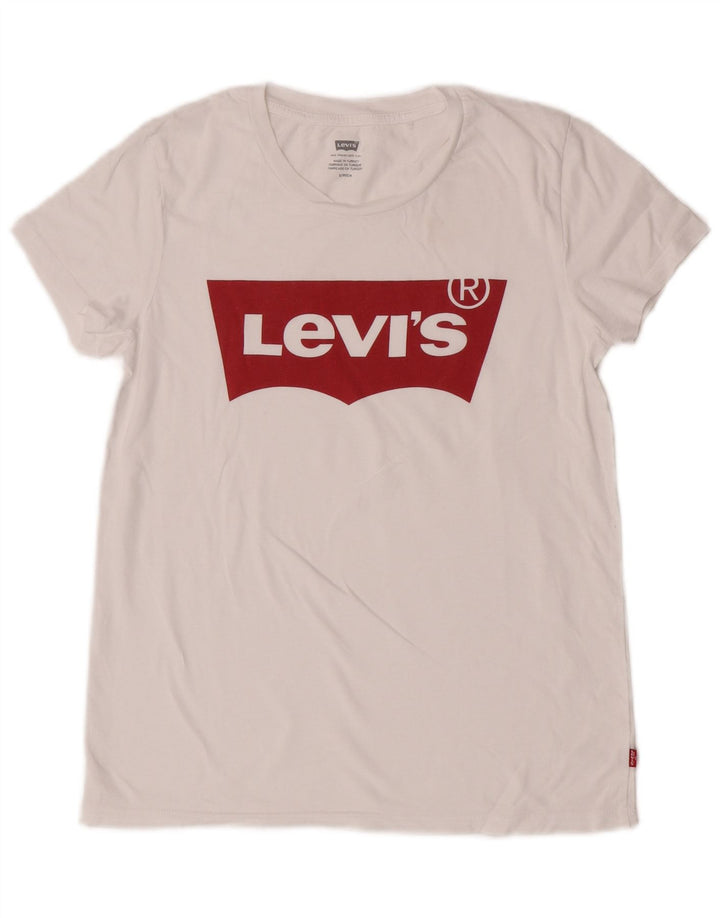 Levi's Dame Grafisk T-Shirt Top UK 10 Small White