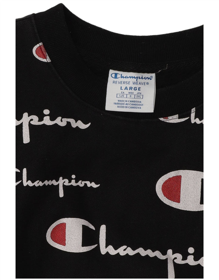 Champion Herre Grafisk Sweatshirt Jumper Stor Sort Bomuld