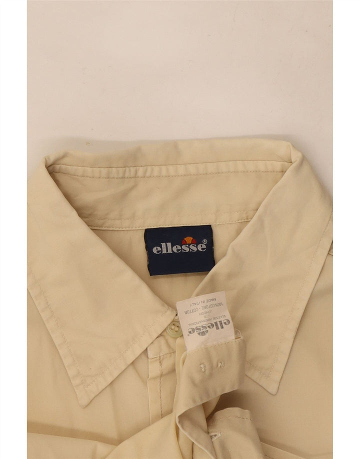 Ellesse Mens Short Sleeve Shirt Large Beige Cotton