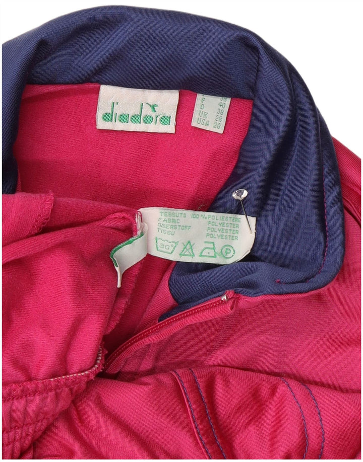 Diadora træningsdragt topjakke til kvinder UK 28 Small Pink Colourblock Polyester