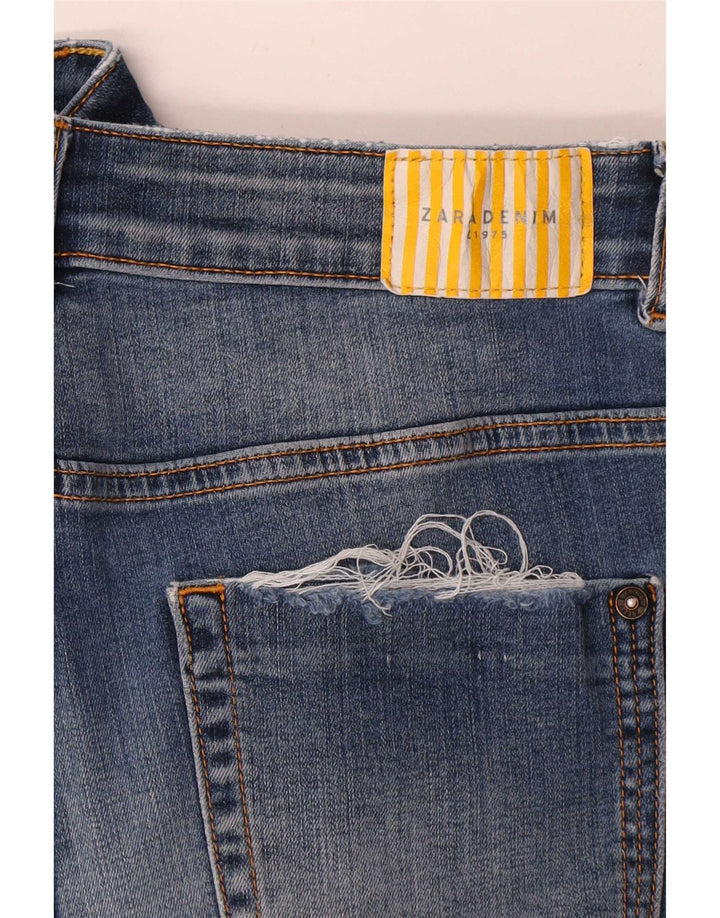 Zara Dame Distressed Skinny Jeans W28 L27 Blå