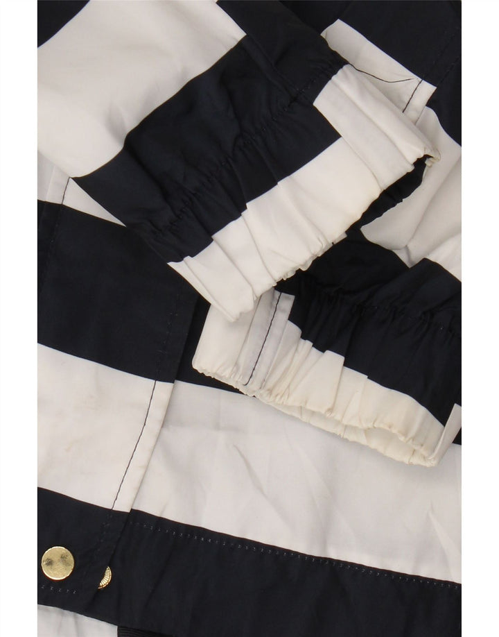 Zara Regnjakke med hætte til kvinder UK 14 Mellem marineblå stribet polyester