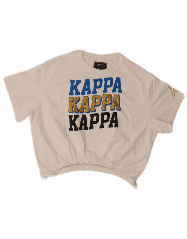 Kappa Girls Crop Grafisk T-Shirt Top 13-14 År Hvid Bomuld