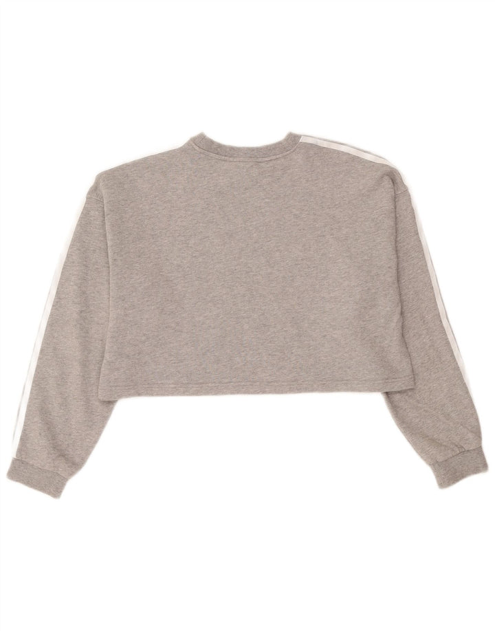 Adidas Womens Crop Oversized Sweatshirt Jumper UK 8 Small Grey Bomuld